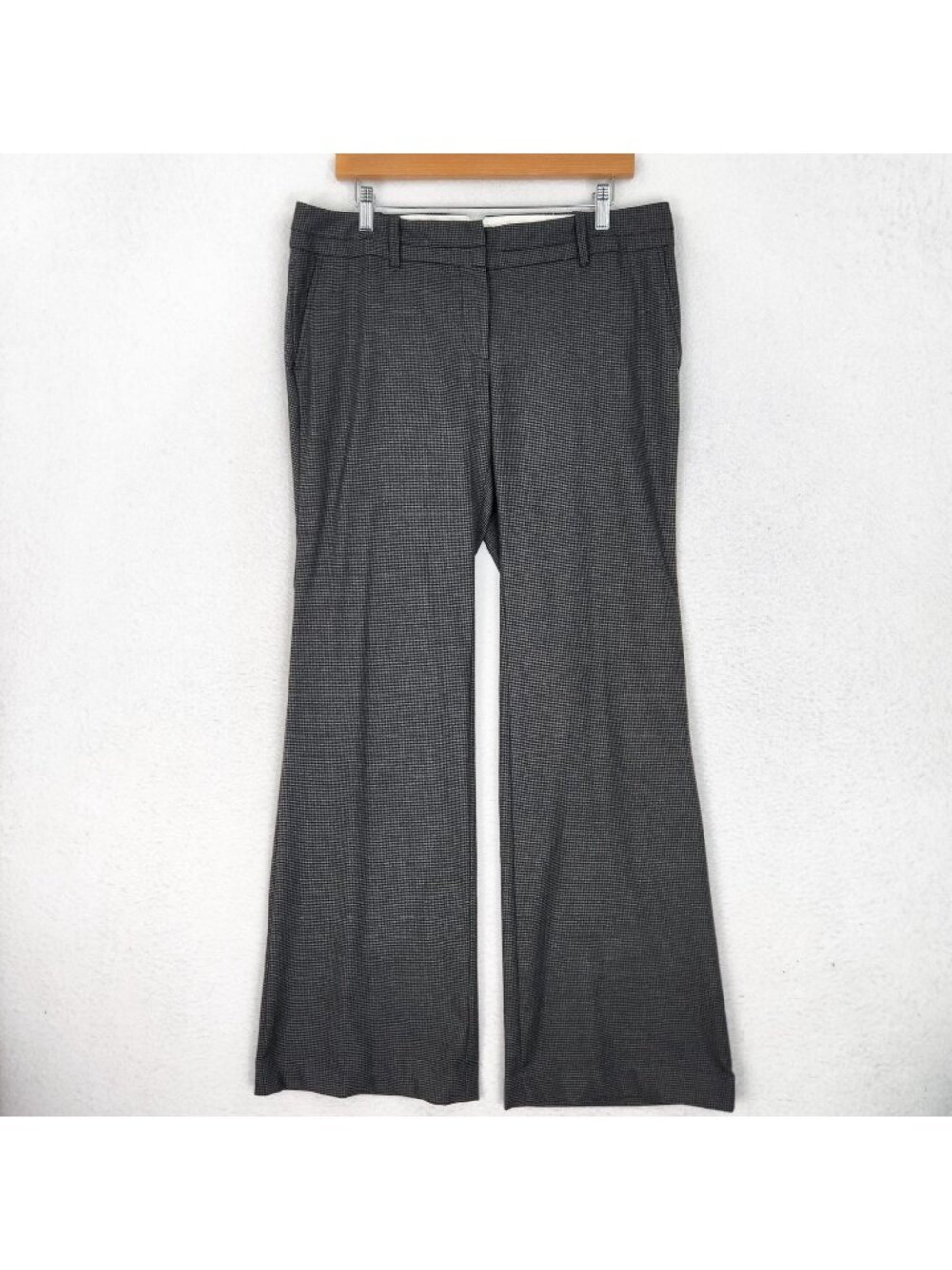 Ann Taylor LOFT Pants Womens 10 Gray Marisa Houndstooth Flare Leg Mid Rise Work